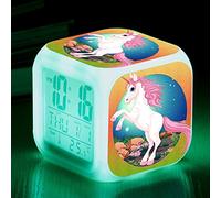 RAILONCH Réveil licorne numérique avec LED, cadeau lumineux pour enfants, garçons et filles (005)