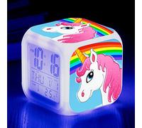 RAILONCH Réveil licorne numérique avec LED, cadeau lumineux pour enfants, garçons et filles (008)