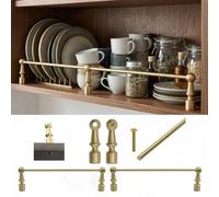 Rails d'étagère en Laiton Massif - Kit de Barre de Galerie Décorative | Kit de Barre de Galerie Décorative et Protection Anti-chute pour Étagères, Armoires et Vitrines(2pcs,13in(33.02cm))