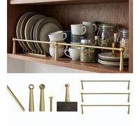 Rails d'étagère en laiton massif, rails d'étagère décoratifs pour Armoires | Rail de protection pour étagère anti-chute pour étagères flottantes,armoires de cuisine,bibliothèques(3pcs,53in(134.62cm))