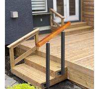 Rails réglables en bois pour marches extérieures, support à 270°, barre d'appui en fer forgé, hauteur 109,2 cm, idéal pour porche et terrasse, convient pour 2 à 3 marches
