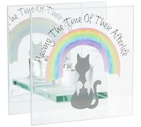 Rainbow Bridge Friends Photophore commémoratif en Verre pour Animal Domestique - Hauteur : 12 cm