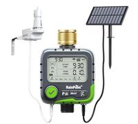 RAINPOINT Minuterie d'arrosage ITV156 avec capteur de pluie et panneau solaire, minuteur de robinet pour jardin et pelouse, 3 programmes indépendants, arrêt automatique par pluie, énergie solaire