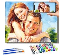 Rainsar Kit de Peinture Numero Personnalisé pour Adultes, Créez Votre Peinture par Numéros par Photo de Famille, Amis et Animaux, Cadeau et Décoration Maison,20x30cm