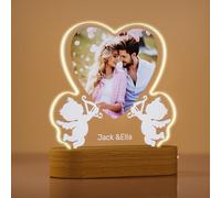 Rainsar Lampe Photo Personnalisée, Personnalisé 3D Lumineux Lampe, Coeur Cadre Photo Romantique, Idéal Cadeaux pour Couple Decor Chambre Fête des Saint Valentin Noël Anniversaire