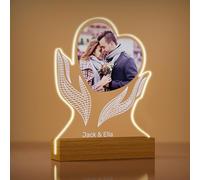 Rainsar Lampe Photo Personnalisée, Personnalisé 3D Lumineux Lampe, Coeur Cadre Photo Romantique, Idéal Cadeaux pour Couple Decor Chambre Fête des Saint Valentin Noël Anniversaire