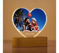 Rainsar Lampe Photo Personnalisée, Personnalisé 3D Lumineux Lampe, Coeur Cadre Photo Romantique, Idéal Cadeaux pour Couple Decor Chambre Fête des Saint Valentin Noël Anniversaire
