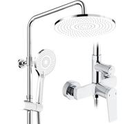 Rainsworth Colonne de Douche avec Mitigeur chromé, tête de douche 250 mm, Pommeau de Douche de 3 Jets, systèmes de douche