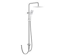 Rainsworth Colonne de Douche sans Mitigeur, Douche Set avec inverseur, Acier inoxydable tête de douche 30 * 30 cm, pommeau de douche de 3 Jets, Douche à Pluie Réglable en Hauteur, Chromé