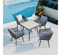 Rainsworth Gartenlounge-Set Rattan Composé de 4 fauteuils et 1 table avec 4 coussins et 4 coussins d'assise