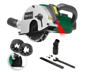 Rainureuse 1700W avec guide laser, 2 lames diamantées et adaptateur pour aspirateur - Machine à rainurer les murs et les plaques de plâtre avec câble de 3MT