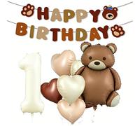 Rainway Décoration d'anniversaire 1 an Ours Guirlande Happy Birthday Bannière Ballons Ballons pour Ours Fête à thème Anniversaire 1 an Décoration