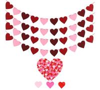Rainway Lot de 5 pièces pour décoration de fête avec confettis en forme de cœur et guirlandes - 60 g de cœurs en papier colorés et 4 bannières feutrées « I Love You » pour décoration de table pour