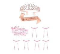Rainway Lot de 9 décorations de gâteau d'anniversaire pour fille - Arche rose avec nœud - Signe Happy Birthday - Couronne - Tiare - Décoration de 18e anniversaire - Pour femmes et filles