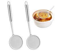 Rairsky 2 Pièces Écumoire en Acier Inoxydable, 10 cm Araignée de Cuisine | Cuillère Passoire avec Poignée, Mini Ecumoire à Mailles Fines, Passoire Cuisine Inox pour Résidus de Filtre, Graisse, Mousse