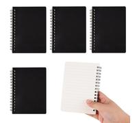 Rairsky 4 Pièces A6 Cahier à Spirale, 14×10cm Carnets de Notes A6 Avec Lignes, 100 Pages / 50 Feuiles, Blocs Notes Spirales en Couverture Kraft Noire, Cahier Spirale pour étudiants, écoles Et Bureaux
