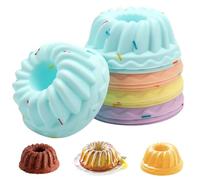 Rairsky Lot de 12 Moules à Kouglof en Silicone muffinform silikon | Réutilisables - 4 Couleurs - Mini Moule à Gâteau Pour Desserts,Puddings, Gelées
