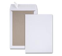 RAJA Pochette blanche recy C4 229 x 324 mm 120g sans fenêtre - dos carton - autocollante bande protectrice - Lot de 100