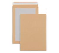 RAJA Pochette kraft brun C4 229 x 324 mm 120g sans fenêtre - dos carton - autocollante bande protectrice - Lot de 100