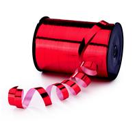 RAJA Ruban bolduc pour emballage cadeau - Bobine de 250 m x 1 cm - Rouge effet miroir - Lot de 2