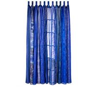 RAJBHOOMI HANDICRAFTS Rideau Indien Vieux Sari Blanc de Couleur Blanche drapé de Porte décoration de fenêtre en Soie Sari Hippie Recycle Rideaux 210 x 105 cm (Bleu)