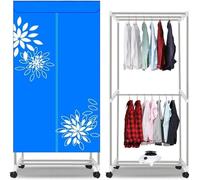 RajoNN Sèche-Linge sur Pied pour l'intérieur, Mini-séchoir Pliable 220 V/1 000 W avec minuterie de 180 Minutes, Cintre Chauffant, Armoire, Porte-Linge, Porte-vêtements, Double Couche, Grand