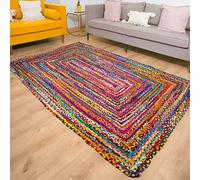 RAJRANG BRINGING RAJASTHAN TO YOU Tapis de Salon Tapis Indien Chindi tisse à la Main en matériau recy coration de Sol de Salon Multicolore - 183 X 123 cm