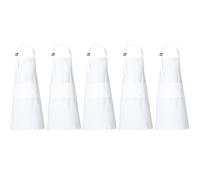 RAJRANG Ensemble de 5 tabliers blancs - Tablier de cuisine pour professionnels avec des poches avant et une courroie de cou ajustable pour la cuisine de l'hôtel Et en tissu 100% coton -66cm x 88cm