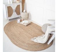 RAJRANG Grand Tapis Ovale en Jute - Tapis en Jute Naturel tressé 244 x 153 cm pour la décoration intérieure, la Chambre, l'hôtel