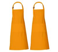 RAJRANG Tablier de Chef en Coton Teinture Jaune Cheddar Foncé Tablier de Cuisine Homme et Femme Multi-Poches et Ajustable 2 Pièces 35x27 Pouces