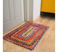 RAJRANG Tapis coloré - Grand Tapis de Salon Tapis Indien Tissus Multicolores Faits Main pour la décoration intérieure - 91 X 61 cm.