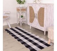 RAJRANG Tapis de Couloir à Carreaux Buffalo 2 x 6 Pieds, à Carreaux Noirs et Blancs, Lavable en Machine, pour intérieur et extérieur, pour entrée, Couloir, Porche, Cuisine