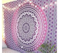 RAJRANG Tapisserie ombree rose - 213,4 x 228,6 cm - Decoration murale hippie reine mandala a suspendre - Boheme indien - Tapisserie esthetique florale pour decoration de chambre a coucher