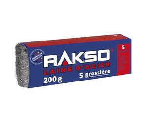 RAKSO Laine d'acier grossiere 5, 200g, lisse le bois, enlève saleté sur carreaux/sols en pierre, polit tuyaux/raccords en cuivre, Paille de Fer pour Nettoyage et Dérouillage Intensifs