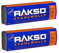 RAKSO Lot de 2 banderoles en laine d'acier - 200 g - Moyen - Lisse les surfaces en bois - Élimine l'ancienne peinture des meubles antiques - Nettoie les sols en caoutchouc dur