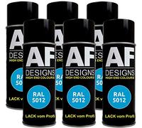 RAL Lot de 6 bombes de peinture pour voiture RAL5012 Bleu clair brillant