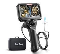 Ralcam Caméra Endoscopique avec Lumière, Endoscope 360°, Écran 5" HD, 1280×720, IP67, Caméra Inspection Canalisation Voiture (6,5 mm Double / 1,5 m Semi-Rigide)