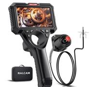 Ralcam Caméra Endoscopique Industrielle avec Câble Serpent Remplaçable, Écran HD 5", Sonde Articulée à 4 Directions & Joystick en Acier Inoxydable, Caméra 6,2 mm, Câble Étanche, 1,5 m Auto & Tuyaux