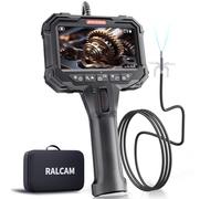 Ralcam Endoscope avec Lumière, Écran HD 5", Sonde 6,2mm 210° Rotative et Blocable, IP67, Câble Semi-Rigide 1,5M, Caméra d’Inspection pour Tuyaux, Auto et Maison