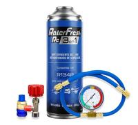 Ralerfresh RC 3 en 1 - Recharge de climatisation voiture R134a jusqu’à 2016 - Gaz réfrigérant, Colmatant de fuites, Lubrifiant (Bouteille RC31 + manomètre Tuyau + raccord rapide)