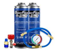 Ralerfresh RC 5 en 1 - Recharge Climatisation Voiture R1234yf, Gaz Réfrigérant, Colmatant de Fuites, Lubrifiant, Anti-humidité, Entretien Avancé (2 bouteilles + manomètre Tuyau + raccord)