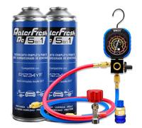 Ralerfresh RC 5 en 1 - Recharge Climatisation Voiture R1234yf, Gaz Réfrigérant, Colmatant de Fuites, Lubrifiant, Anti-humidité, Entretien Avancé (2 bouteilles + RF31 + connecteur)