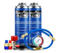 Ralerfresh RC 5 en 1 - Recharge de climatisation compatible avec le R134a - Gaz réfrigérant, colmate les fuites, lubrifie, élimine l'humidité et protège (2 bouteilles + manomètre Tuyau + raccords)