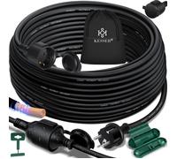 KESSER® Rallonge 3 Prises 250 V avec Capuchon de Protection - Câble électrique pour intérieur et extérieur - IP44 - Contact de Protection - Résistant à l'huile et aux UV, 40m, Noir