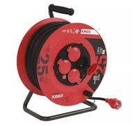 Rallonge, 50m / 230V, bobine, 4 prises, caoutchouc