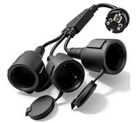 Rallonge Alimentation avec 3 Prises Schuko, Câble Multiprise Protection Étanche IP44, Adaptateur Electrique Exterieure, Distributeur Prise pour Intérieur,Extérieur,Maison,Bureau,Jardin,Terrasse (Noir)
