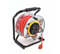 Awtools metal drum extension cable red heavy duty 50m 3x1,5 mm 16a / 3680w / ip44