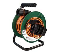 Rallonge avec contact de protection - 50 m - Avec enrouleur de câble et système de verrouillage - H05VV-F 3 x 1,5 mm² - Force de traction de 12 kg - Support de prise breveté - Robuste et sûr - Idéal