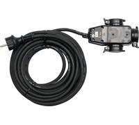 Rallonge avec gaine en caoutchouc IP44, 10 m, 3 g 1,5 mm avec répartiteur 3 pris
