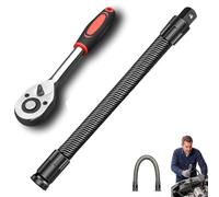 Rallonge d'arbre flexible 1/2", extension de douille flexible et barre d'extension de douille extension en acier à ressort robuste pour réparation automobile (25 cm + clé)